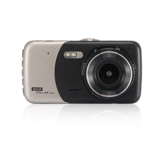 Cámara DVR para coche con lente dual de 4" y resolución FHD de 1080p y 1.0 MP